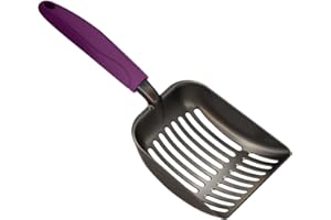 WePet Paletta per lettiera per gatti, setaccio antiaderente in lega di alluminio, paletta in metallo resistente, pala profonda, manico lungo, sollevatore di cacca per gattini, taglia M, corpo nero