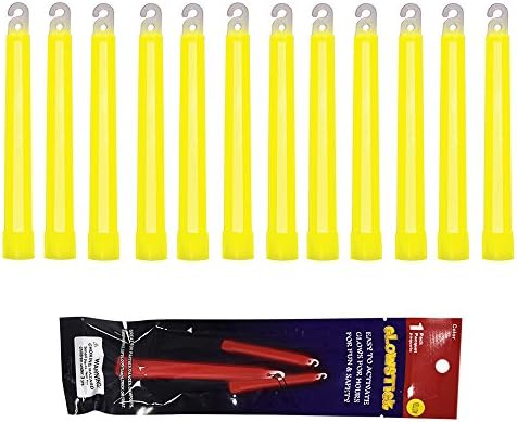 12 pcs Glow Sticks Yellow Color 6 inch Extremely Bright Light Sticks for Party Outdoor Camping Last 12 hours