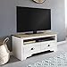 Produktbild FineBuy Design HiFi Lowboard Peso Kiefer Massivholz Kommode 100 x 45 x 45 cm Weiß | TV-Board Unterschrank Ablage-Fach | Landhausstil Fernsehtisch Rack 2 Schubladen 1 Fach | Fernsehkommode TV Möbel