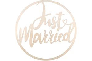 Rayher Wooden Wreath with Lettering "Just Married", for Hanging, 30 cm Diameter, Natural, Wooden Ring, Birch Wood, FSC Certified, Door Wreath Wedding, Wall Decoration, 62934505