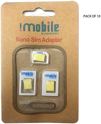 Genuine Imobile 4 in 1 Nano to Micro &amp; Standard Sim Card Adapter With Sim Tray Ejector For Iphone,Samsung Smartphoes (10 pack, White)