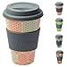 Produktbild ebos Glücksbringer Coffee-to-Go-Becher aus Bambus | Kaffee-Becher, Trink-Becher | ökologisch abbaubar, recyclebar, umweltfreundlich | lebensmittelecht, spülmaschinengeeignet (Weiß - Blume des Lebens)