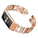 Produktbild HEYSTOP Armband für Fitbit Charge 3, Metall Gliederarmband Ersatzarmband Wrist Armband Uhrenarmband für Fitbit Charge 3 (Roségold)