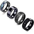 MEENAZ Black Rings for Men Mens couples gents friends unisex Boys Boyfriend heart love Stainless Steel Stylish Valentine gifts proposal Couple band thumb Titanium Silver gold combo Finger Ring 179