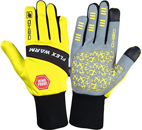 Deko Sports Flex Warm Padded Cycling Gloves MTB BMX Road Bike Cycle Full Finger Touch Screen (Yellow, Small)