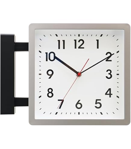 Dulton H21-0362GY Double Face Clock, Rectangular, Gray, Wall Clock
