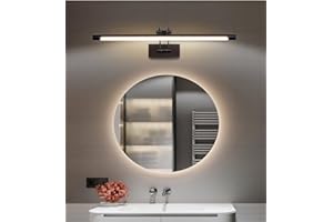 MantoLite Lampa ścienna LED do łazienki, możliwość ściemniania, 15 W, 60 cm, oświetlenie ścienne, regulowane czarne oświetlenie wewnętrzne kinkiet ścienny hotel przy łóżku 3000 K / 4500 K / 6000 K