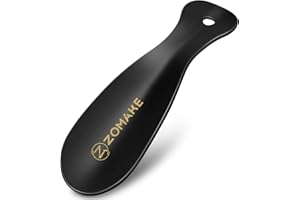 ZOMAKE Calzador Pequeño - Calzador de Metal 19CM,Calzador de Zapatos Corto Portátil Para Personas Mayores Con Colgante Agujero Fácil de Utilizar(Negro)