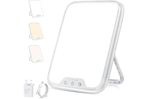 VTHW Sad Lamp, 10000LUX Light Therapy Lamp for Depression LED UV Free Spectrum, Daylight Light with Memory Function & 4 Timers, 3 Colors Temperature, Stepless Brightness for Home/Office