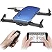 Produktbild JJR/C H47 Faltbare Selfie Drohne Kamera, RC Drohne mit Live Übertragung WIFI FPV Handy APP-Steuerung G-Sensor Steuerung, automatische Schwebe 3D Flip Stunt Headless Modus, geeignet für alle Stufen-Piloten, 720P HD Kamera, mit Transport Case, Schwarz/Blau