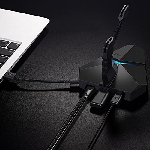 [Neuer Release] Hoco 3 High Speed USB 2.0 Hub mit TF Kartenleser, Kissralr® Bungee Mouse Cord Management System, Sieben Wechselfarben Backlit LED Licht, Skorpion Aussehen Silikon Maus Kabel Tidy Perfekt für Spiele und Office Business – Schwarz - 8