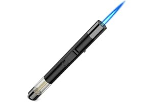 Juspota 19cm Accendino Jet Flame Antivento Regolabile, Gas Butano Ricaricabile, Accendigas Lungo, Nero (Venduto Senza Gas)