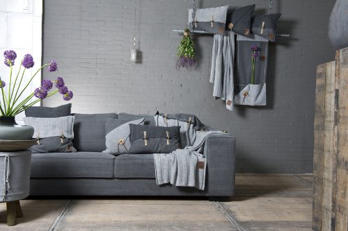 Knit Factory 131210 Dekokissen Strickkissen Uni mit Füllung, 50 x 50 cm, anthrazit - 3