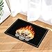 Produktbild MMPTN Halloween Dekor DREI Flaming Skulls mit Feurigen Augen Badteppiche Rutschfeste Fußmatte Bodeneintritte Outdoor Indoor Haustürmatte Kinder Badmatte 15.7x23.6in Bad-Accessoires