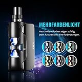 Elektrische Zigaretten Starterset，Dampfer, E-Shishas mit Top Nachfüllung(Maximal 2mL) mit Mehrfarben-Licht, 0,25 Ohm auswechselbare Zerstäuber, einstellbare Leistung (30W-50W), 1500mAh Akku (E-Flüssigkeit nicht inbegriffen), E-Zigarette ohne Nikotin(schwarz).Deutsche Bedienungsanleitung - 