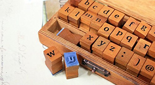 Dosige Gummi-Stempel Englisch Alphabet Briefmarken Holzbox mit Buchstaben (Alphabet) Sonderzeichen Wood Stamps - 6