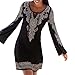 Produktbild Amphia Langarm Sommerkleid Casual Kleid A Linie Minikleid Elegant Kleider Knielang Strandkleider Lose Shirtkleid (Schwarz, XL)