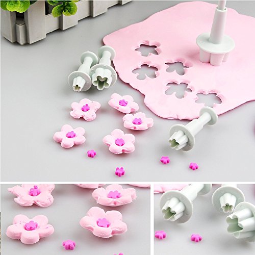 ilauke 69tlg. DIY Ausstecher Ausstechform Modellierwerkzeug Stempel Glätter Fondant Marzipan Tortendeko & Klein Marzipan-Messer Kuchen Cutter mit Kuchen Entkerner (69 teilig) - 8