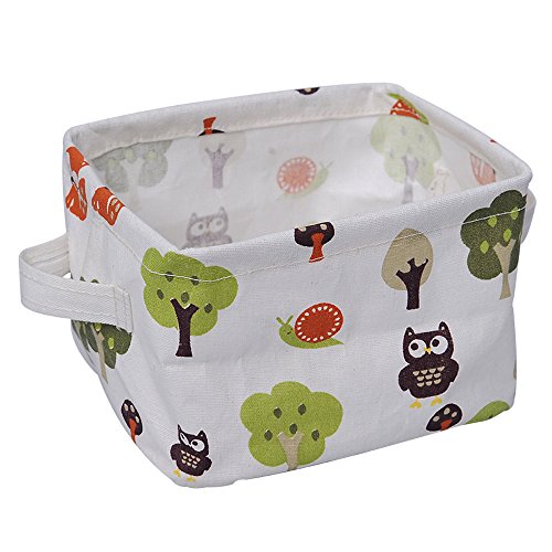 qseven Lagerung Organizer Körbe Original Leinen und Stoff Aufbewahrungskorb Boxen mit den um-Ohr auf beiden Seiten Kleine Größe für Tisch 20,3 x 17,8 x 15,2 cm Group4 - 7