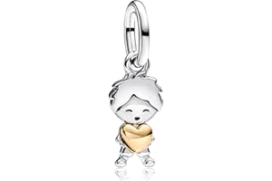 Amuefer 925 Silber Charms Anhänger Perlen Goldene Perlen Charms Damen Armband Halskette Anhänger Tier Liebe, Familie Sicherheitskette Familie Freunde Geschenke