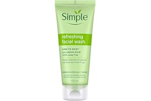 Simple Kind to Skin Refreshing Facial Wash | 100% Soap-Free Gentle Cleanser with Vitamin E & Glycerin | For All Skin Types | Perfect for Sensitive Skin, 100ml
