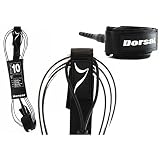 Cord thickness: 7mm DORSAL® Premium Surfboard Leash 6, 7, 8, 9, 10 FT Surf Rope - Clear 10 FT Longboard/Clear