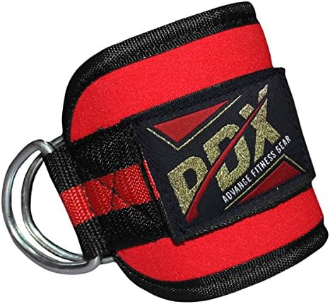 PDX Ankle Twin D-Ring Strap Multi Gym Cable Attachment Leg Pulley Lifting (Red)