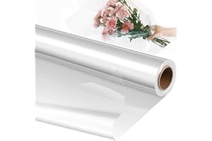 ANICY Papier cadeau transparent, Cellophane emballage 40cm x 30m, Rouleau papier cristal, papier transparent emballage, Pour emballer les cadeaux, les fleurs, les paniers