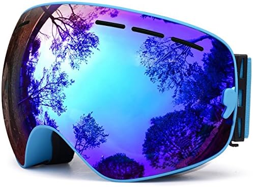 Snowboarding Goggles, Lemonworld Snow Ski Frameless Glasses Mirrored OTG Anti-Fog with Spherical Lens Double Layer Skiing Goggles UV400 Protective TPU Frame Full Venting For Men And Women (Blue)
