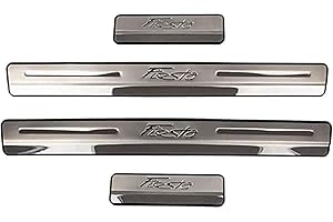 JIAHEY EAGLEG 4 Pezzi Acciaio Inox Battitacco per Auto Sticker, per FO-rd Fiesta 2009-2019, Esterno Battitacco Protezione Plates Anti-Graffio Scuff Adesivi Decorativi Accessori,Silver