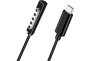 SISYPHY USB C Ladekabel für Surface RT & Pro 1 2 (Schwarz, 1,8 Fuß), funktioniert mit 15V/3A 45W USB-C Ladegerät Kompatibel mit Microsoft Surface 1512 1516 1536 Pro 1/2 und Surface RT