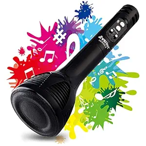 ALIZEH Corp Design 2 Handheld Wireless Mic for Karaoke | Portable Mic | Singing Microphone with Bluetooth Speaker Compatible with All Android Smartphones - (Black)