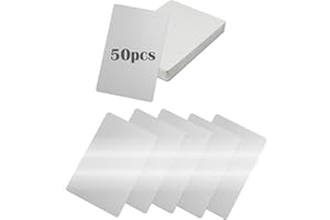 AOLKEE Blank Visitenkarten, 50 Stück Metallkarte 8,6 X 5,4 Cm, edelstahlplatte Dicke 0,21mm, metall visitenkarten, laser material, Silberfarbige Lasergravierte Visitenkarte für Visitenkarten