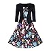 Produktbild ODRD Clearance SaleS-2XL Weihnachten Kleider Damen Kleid Xmas Print 3/4 Ärmel Vintage Santa Retro Petticoat Ballkleid Festliche Hepburn Cocktailkleid Spitze Schädel Druck Abend Swing Dress Party