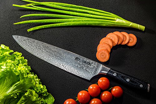 Stallion Damastmesser – Großes Chefmesser, 22cm Klinge aus Damaststahl in edler Geschenkbox – das ideale Geschenk für alle Freunde schöner Messer - 6