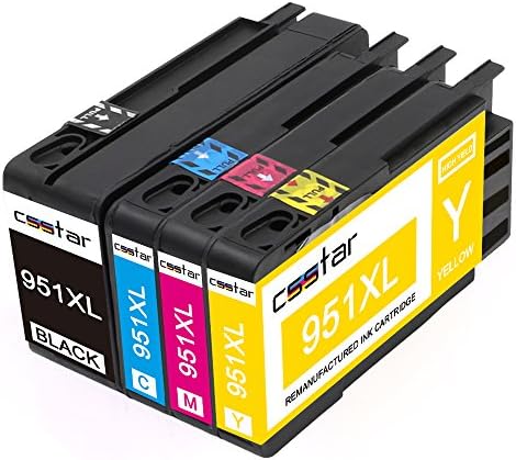 CSSTAR 4-Pack Compatible Ink Cartridges Replacement for HP 950XL 951XL High Yield Use in OfficeJet Pro 8100 8600 8610 8620 8630 8640 8660 8615 8625 251dw 276dw Printer - Black, Cyan, Magenta, Yellow