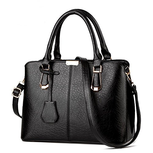 Nicole&Doris new European trend of minimalist style handbag casual shoulder bag cross-body work bag(Black)