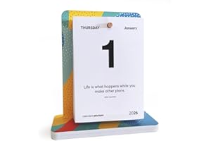 Q&BGRAFICHE Motivational Desk Calendar 2026 | Tear-Off Sheets with Philosophical Quotes | Mounted Forex Base | Monthly Planner & Gift Idea | Q&B Grafiche® (Color)
