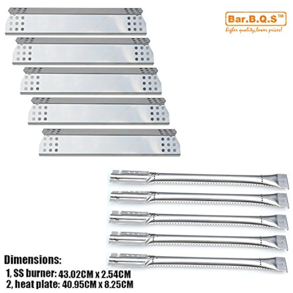 Bar. b.q.s 5 Stück BBQ Edelstahl Brenner, Edelstahl Hitze Teller Hitzeschild, Brenner, Ersatz für Küchenhelfer 720–0733 A, 4 Brenner Gas grillmodels