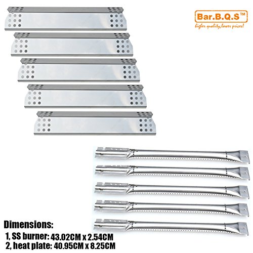 Bar. b.q.s 5 Stück BBQ Edelstahl Brenner, Edelstahl Hitze Teller Hitzeschild, Brenner, Ersatz für Küchenhelfer 720–0733 A, 4 Brenner Gas grillmodels