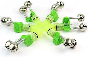 GAMMAEON Fishing Rod Tip Bite Alert Alarm, Twin Bells with Night LED Light Lamp Fishing Bite, Green Indicators Hunting and Fishing, Fishing Accessories