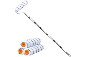 ADLUH Farbroller, Malerrolle, Farbroller Wandfarbe, 3 Stücke Malerwalze 23 cm, 17-83 inch Alulegierung Teleskopstab, Verdickter Stab, Farbroller-Verlängerungsstange, Wandpinsel für Wände und Decke