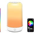 Bawoo Touch Control Bedside Lamp, Rechargeable Table Light with Bluetooth Stepless Dimming,16 Million RGB Colour Changing LED Night Light for Bedroom, Living Room, Office (Modern)