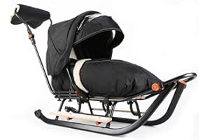 ‎TEO & GIGI Teo & Gigi Babyschlitten Kinderschlitten Rodelschlitten mit Fußsack Rückenlehne Sicherheitsgurt Kinder Winter Schlitten All Seasons Plus