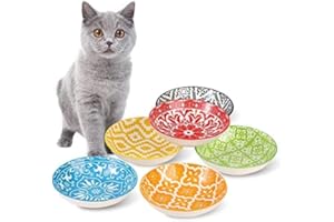 AHX Ciotola Gatto Ceramica Ciotole Gatti - Set di 6 Ciotoline per Gatti Colorate - Scodelle Gatti Porcellana - Ciotolina Gatto - Piatto Cibo Gatto - Piattino Gatto - Piattini Gatti - Piatti Gatti - 250 ml