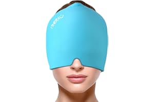 I THERAU iTHERAU Bonnet Migraine, Masque Migraine, Réutilisable Bonnet Anti Migraine Les Sinus et Le Stress, Headache Relief Cap, Casque Migraine Relief Cap, Poche de Glace Gel Migraine, 2023 Bleu