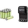 Amazon Basics AA High-Capacity Rechargeable Batteries 2400mAh (12-Pack) Pre-charged & Ni-MH AA & AAA Battery Charger With USB Port