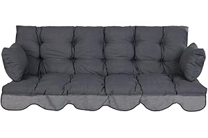 ‎PATIO PATIO Hollywoodschaukel Auflage 170x50 Bankauflage grau Sitzkissen Rückenlehne Seitenkissen gesteppt Bora