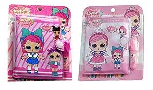 AUM Lovely Baby & Lovely Princess Small Pocket Diary with Small Pen for Kids Cute Cartoon Stationery Set with Lovely Baby & Lovely Princess for Students Kids Children Birthday Return Gift Pack of 02