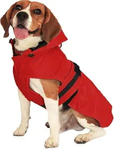 Mutt of Course Radiant Red Hoodie Raincoat (2XL - for Beagle, Cocker Spaniel, Dachshund and Similar Breeds)